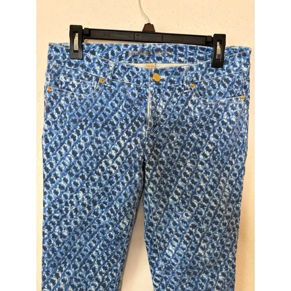 Michael Khors Pattern Denim BlueJeans Skinny Sz 2 #Retro Glam #Chic